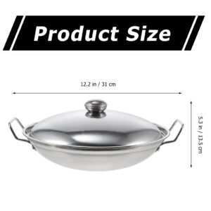 Hemoton 1 Set with Cover hob Kitchen Frying Saucepan Food Omelet pan Stewpot Skillet Metal Saucepan Anti-Spill Soup Pot with lid hot Pot Stainless Steel Dry Pot Alcohol Stove Honeycomb