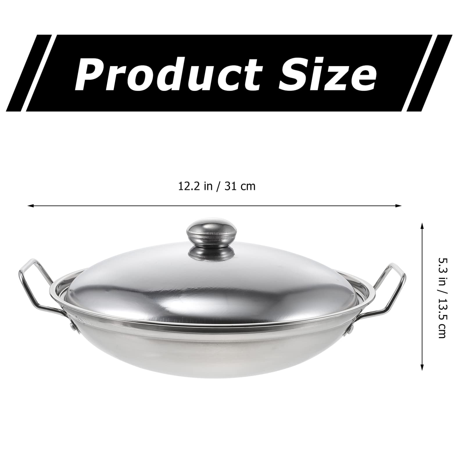 Hemoton 1 Set with Cover hob Kitchen Frying Saucepan Food Omelet pan Stewpot Skillet Metal Saucepan Anti-Spill Soup Pot with lid hot Pot Stainless Steel Dry Pot Alcohol Stove Honeycomb