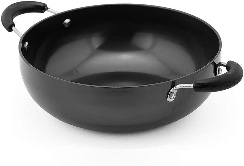 Satre Online And Marketing Hindalco Aluminium Kadai Size No-13 No.,Aluminium Kadai,3 mm, Aluminium Kadai, Kadhai Pan, Frying Pan, Black