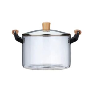besportble glass saucepan with cover heat resistant 2. 5l glass cooking pot with cover nonstick soup pot sauce pan for soup pasta noodle baby food transparent