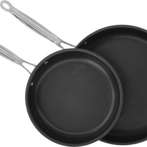 Cuisinart Chef's Classic Stainless Nonstick 2-Piece 9-Inch and 11-Inch Skillet Set - Black And Silver & 622-30G Nonstick-Hard-Anodized, 12-Inch, Skillet w/Glass Cover