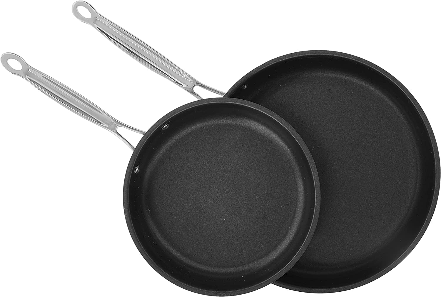 Cuisinart Chef's Classic Stainless Nonstick 2-Piece 9-Inch and 11-Inch Skillet Set - Black And Silver & 622-30G Nonstick-Hard-Anodized, 12-Inch, Skillet w/Glass Cover