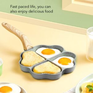 Egg Poacher Pan Nonstick 4 Eggs, Egg Pans Nonstick, 4 Cup Egg Pan Nonstick Egg Frying Skillet Pan Less Smoke Egg Frying Pan Omelette Pan for Eggs, Pancakes, Plett, Crepes (White)