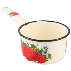 doitool enamel milk pan vintage chinese mini butter warmer nonstick saucepan pan with pour spout melting pot enamelware for induction electric gas stoves long handle water ladle