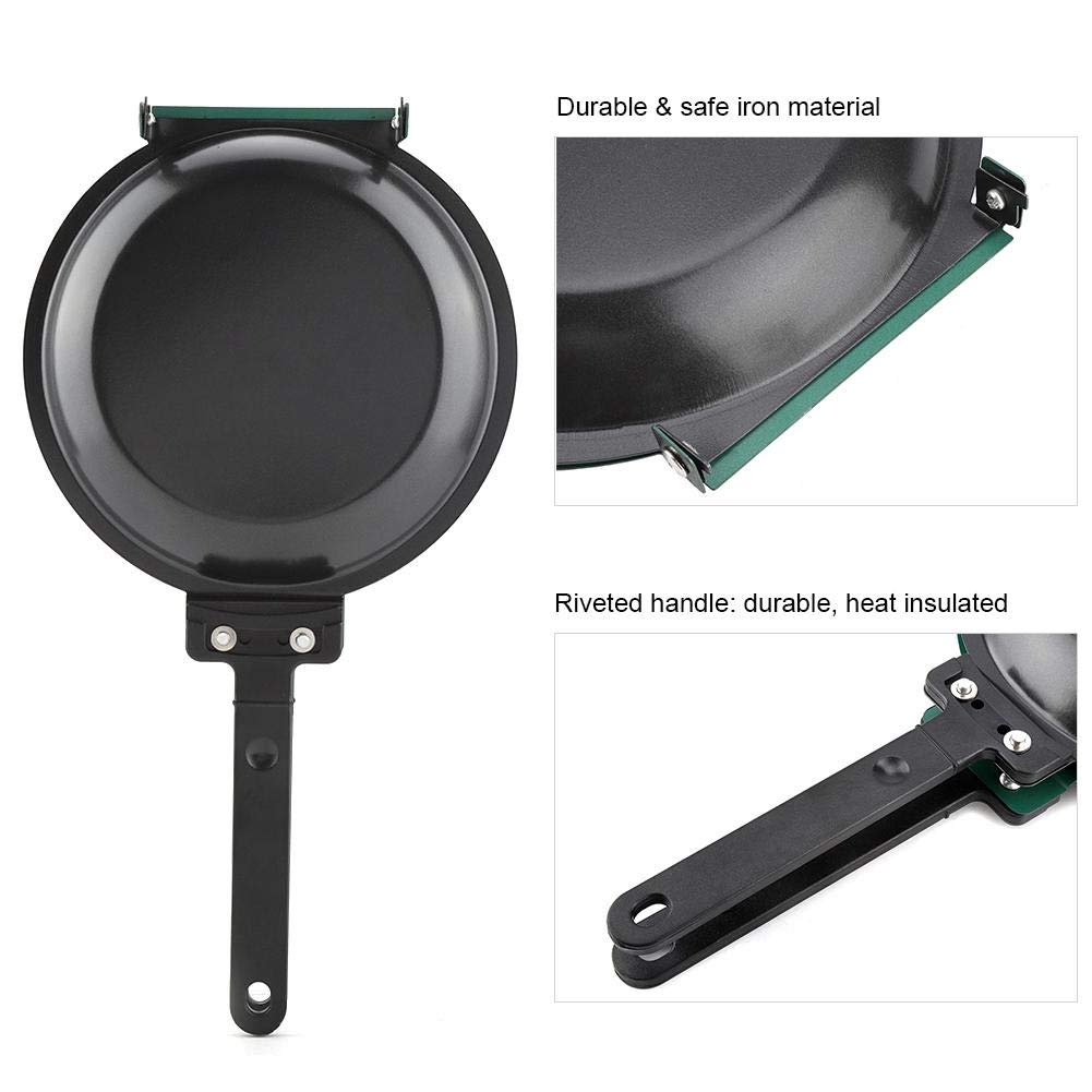 Pancake Frying Pan - Non-stick Flip Frying pan Pancake Maker Double Side Ceramic Coating Flip Frying Pan Household Kitchen Cookware (Green)