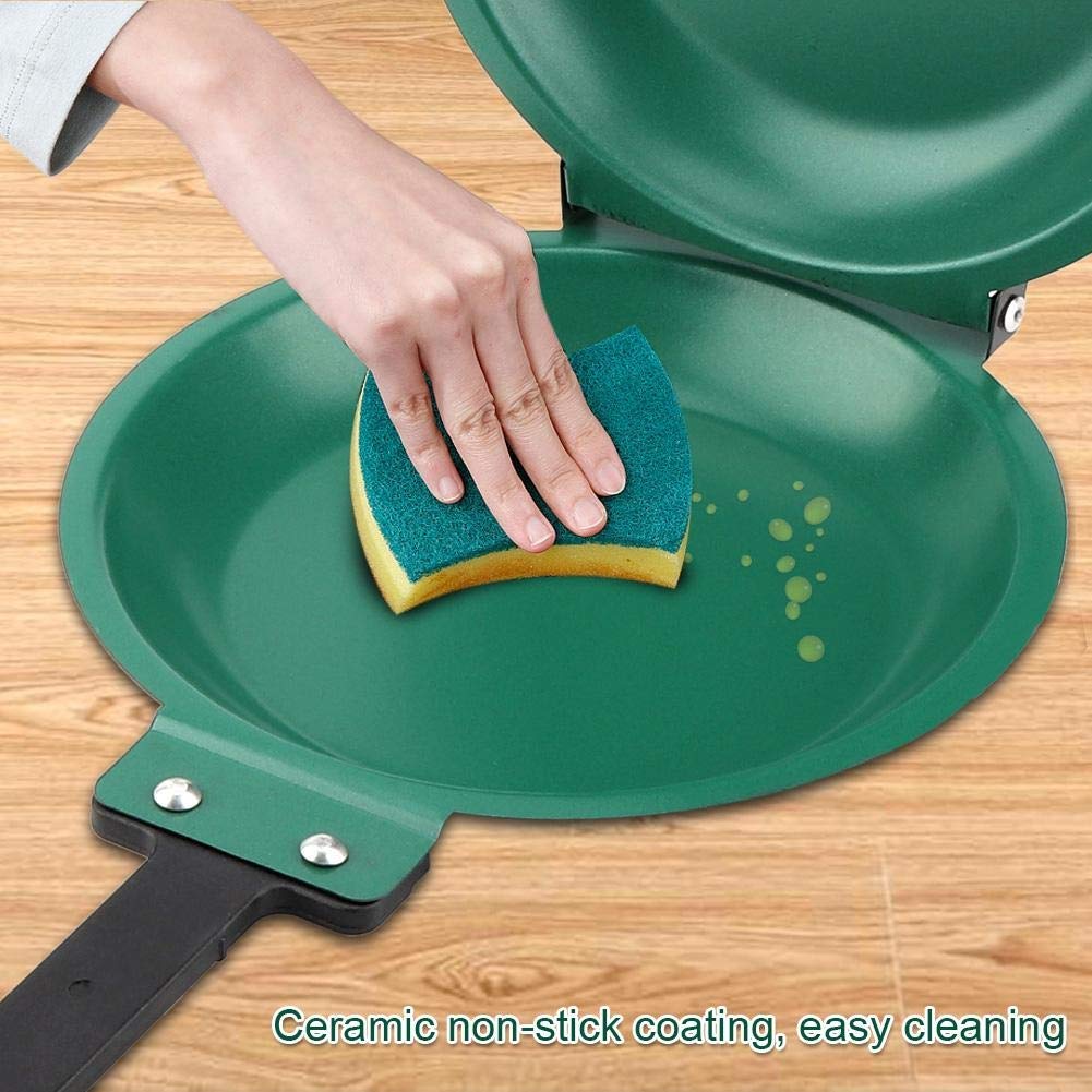 Pancake Frying Pan - Non-stick Flip Frying pan Pancake Maker Double Side Ceramic Coating Flip Frying Pan Household Kitchen Cookware (Green)