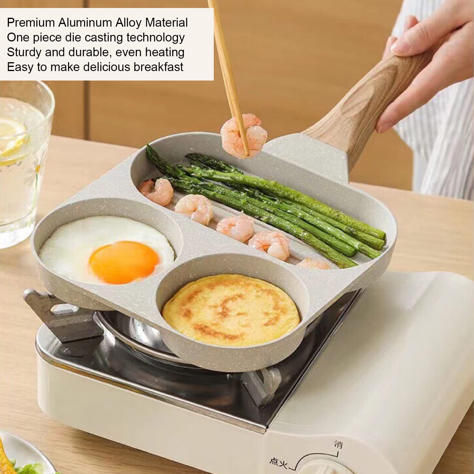 Zerodis Mini Nonstick Frying Pan, 3 Cups, Aluminum Alloy, Non-Stick, Electric Stovetop Compatible