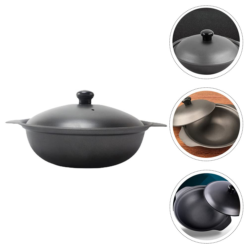 DOITOOL 18cm Cast Iron Casserole Dutch Oven Pot Yellow Braised Chicken Rice Pot Dutch Oven Cooking Pot Claypot Rice Pot