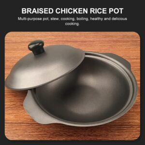 DOITOOL 18cm Cast Iron Casserole Dutch Oven Pot Yellow Braised Chicken Rice Pot Dutch Oven Cooking Pot Claypot Rice Pot