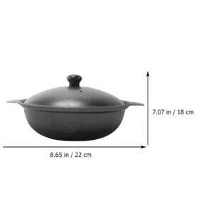 DOITOOL 18cm Cast Iron Casserole Dutch Oven Pot Yellow Braised Chicken Rice Pot Dutch Oven Cooking Pot Claypot Rice Pot