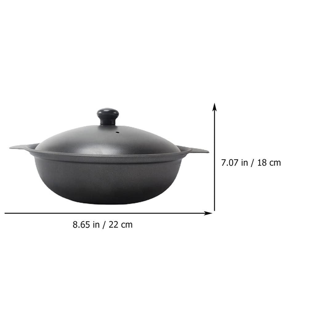 DOITOOL 18cm Cast Iron Casserole Dutch Oven Pot Yellow Braised Chicken Rice Pot Dutch Oven Cooking Pot Claypot Rice Pot