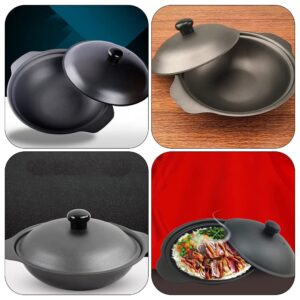 DOITOOL 18cm Cast Iron Casserole Dutch Oven Pot Yellow Braised Chicken Rice Pot Dutch Oven Cooking Pot Claypot Rice Pot