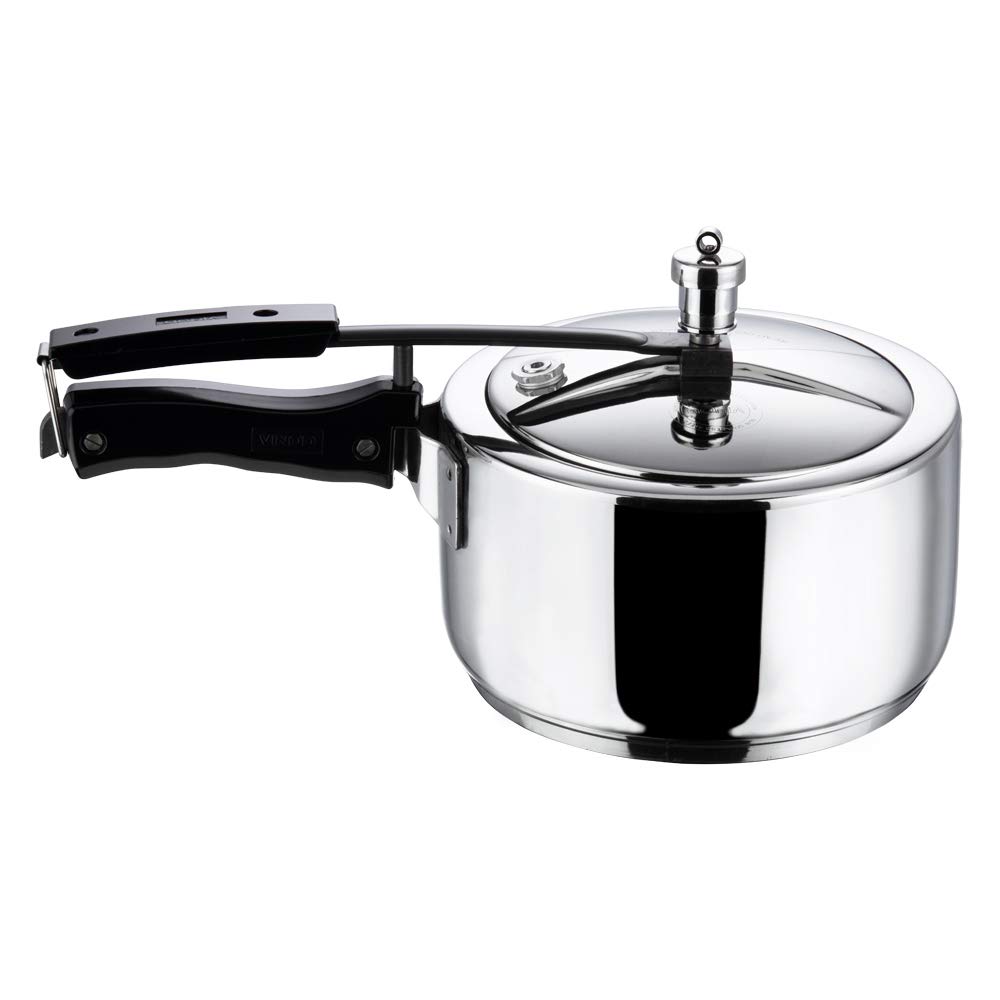 Vinod Pressure Cooker Stainless Steel – Inner Lid - 3.5 Liter – Sandwich Bottom – Indian Pressure Cooker – Induction Friendly Cooker – Best Used For Indian Cooking, Soups, and Rice Recipes, Quinoa