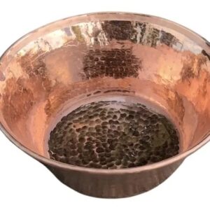 CEMCUI Copper Cazo 7.5 Litre Saucepan (253 Liquid Ounces) Hammered Copper Ideal for Meats, 32 cm Diameter (12.5 Inches)