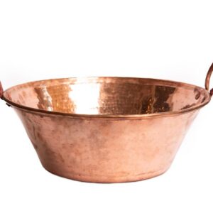 CEMCUI Copper Cazo 7.5 Litre Saucepan (253 Liquid Ounces) Hammered Copper Ideal for Meats, 32 cm Diameter (12.5 Inches)