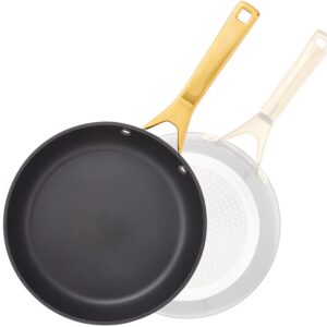 MsMk Nonstick Frying Pan 8 Inch Black, Designed Enamel Exterior Coating Withstand High Temperature And Fade Resistance, Pfoa Free Induction Omelet Pan, Oven Safe, Dishwasher Safe