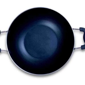 Nonstick Deep Kadai Non-Stick Aluminium Kadhai Deep Fry Pan Nonstick 2.2 litre Kadhai with Glass Lid 240 mm (Induction and Gas Compatible)