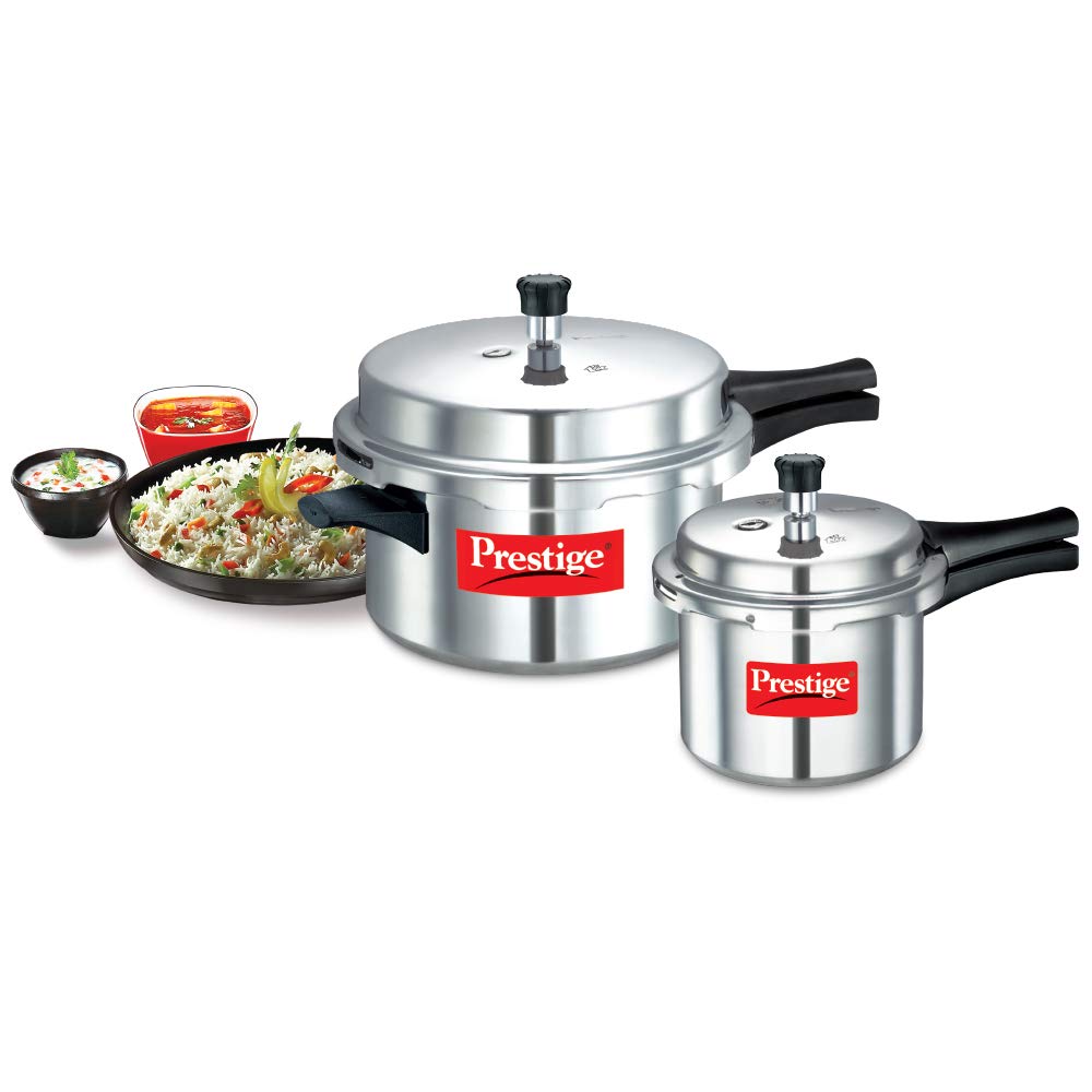 Prestige Popular Aluminium Pressure Cooker Combo (7.5L + 3L)