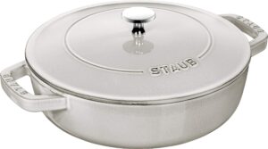 staub 40501-484 braiser sauté pan, campagne 9.4 inches (24 cm), two hands, cast iron, enameled pot, shallow type, sukiyaki, induction compatible