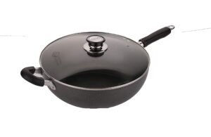 uniware non-stick 12.6 inch stir fry pan with tempered glass lid, black (32 cm)