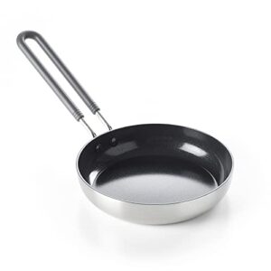 green pan cc001948-001 mini frying pan, 5.5 inches (14 cm), ih compatible, ceramic, non-stick, fluorine free, round, stainless steel