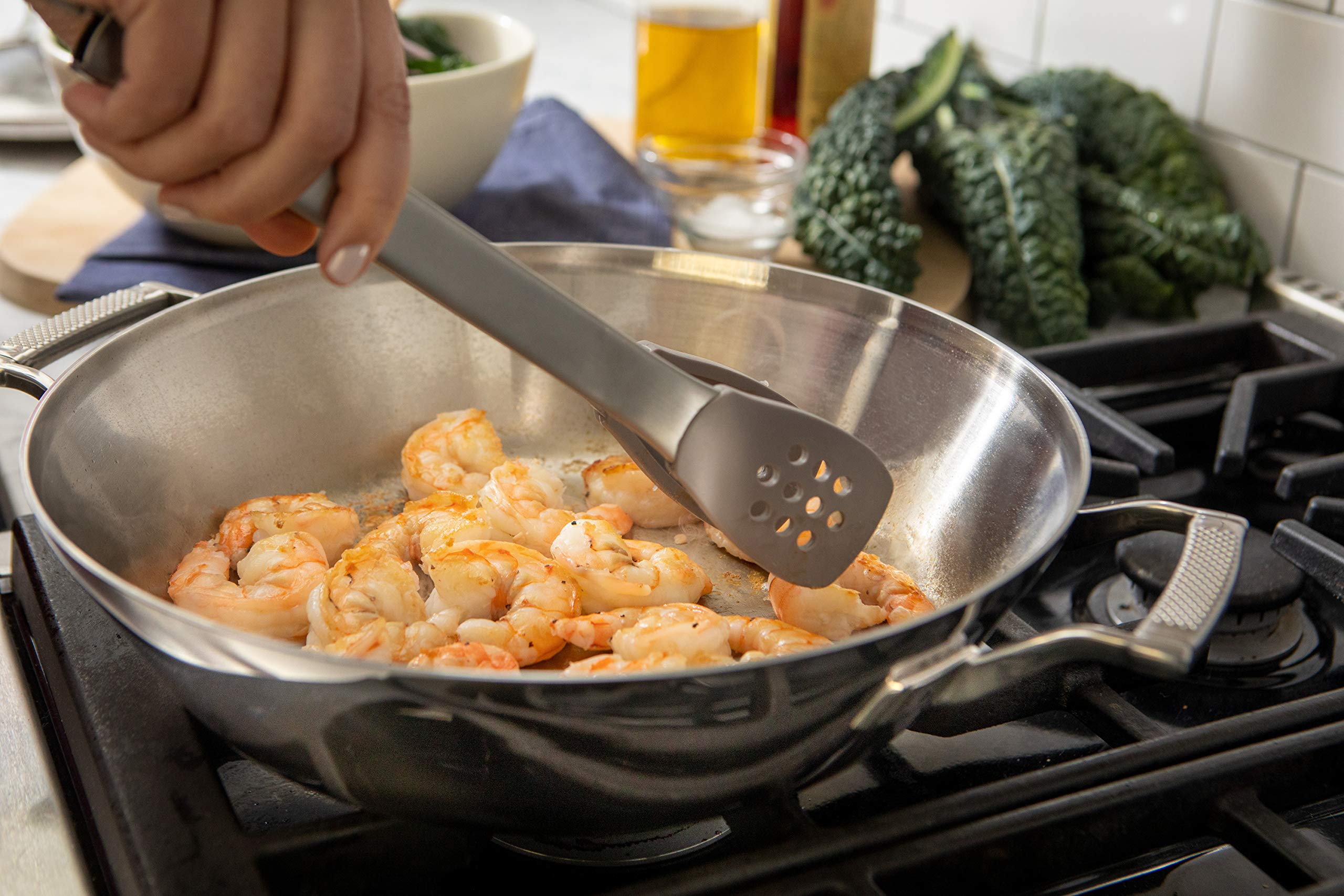 SAVEUR SELECTS Tri-ply Stainless Steel 12-Inch Everyday Pan with Lid, Induction-ready, Dishwasher Safe, Voyage Series