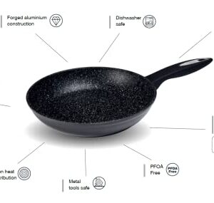 Zyliss Ultimate Non-Stick Frying Pan, 24cm/9.5in, Forged Aluminium, Black, 3X Layer Rockpearl Plus Non-Stick Technology, PFOA Free Suitable for All Hobs Including Induction