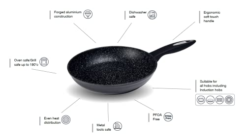 Zyliss Ultimate Non-Stick Frying Pan, 24cm/9.5in, Forged Aluminium, Black, 3X Layer Rockpearl Plus Non-Stick Technology, PFOA Free Suitable for All Hobs Including Induction