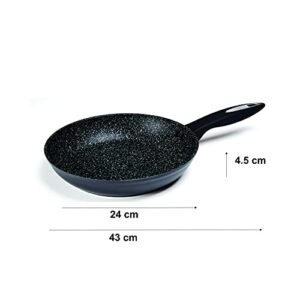 Zyliss Ultimate Non-Stick Frying Pan, 24cm/9.5in, Forged Aluminium, Black, 3X Layer Rockpearl Plus Non-Stick Technology, PFOA Free Suitable for All Hobs Including Induction