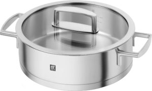 zwilling 66467-240 vitality serving pan, 9.4 inches (24 cm), 3 l), stainless steel, two-handed, 3-layer base, casserole, induction safe, dishwasher safe, 10 year warranty