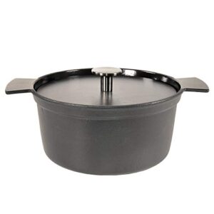 ambiente sixs24mo101 six o'clock black enamel cast iron casserole and lid, 24 cm