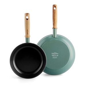 greenpan mayflower 100% toxinfree healthy ceramic nonstick metal utensil/induction/ovensafe frypan set - 3 pieces - blue