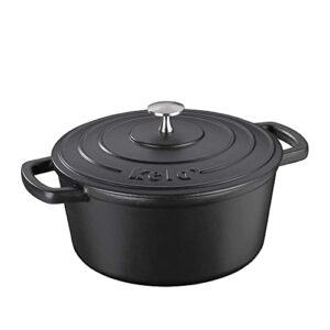 kela calido round casserole dish 4 litres cast iron black