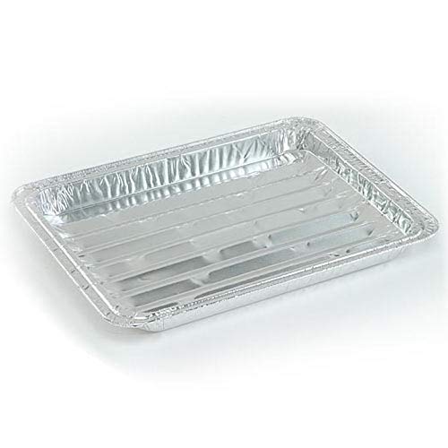 Large Oven Disposable Reuseable Aluminum Broiler Pan Pans with Ridges for HEALTHY Less Grease Less Fat Broiler Cooking - Set of 36, 13.5" x 9" x 1"