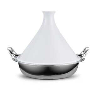 Cooks Standard Multi-Ply Clad Stainless Steel Tagine with 2 Handle and Extra Glass Lid, 4.5-Quart