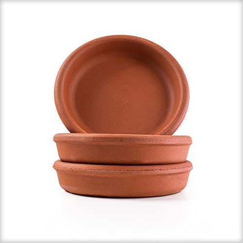 Luksyol Handmade Unglazed Clay Bowls: Elevate Your Culinary Experience with a Set of 3 (6.3 x 1.57 in) | Authentic Terracotta Cooking for Indian, Mexican, Korean Cuisine | Microwave-Friendly and Safe|