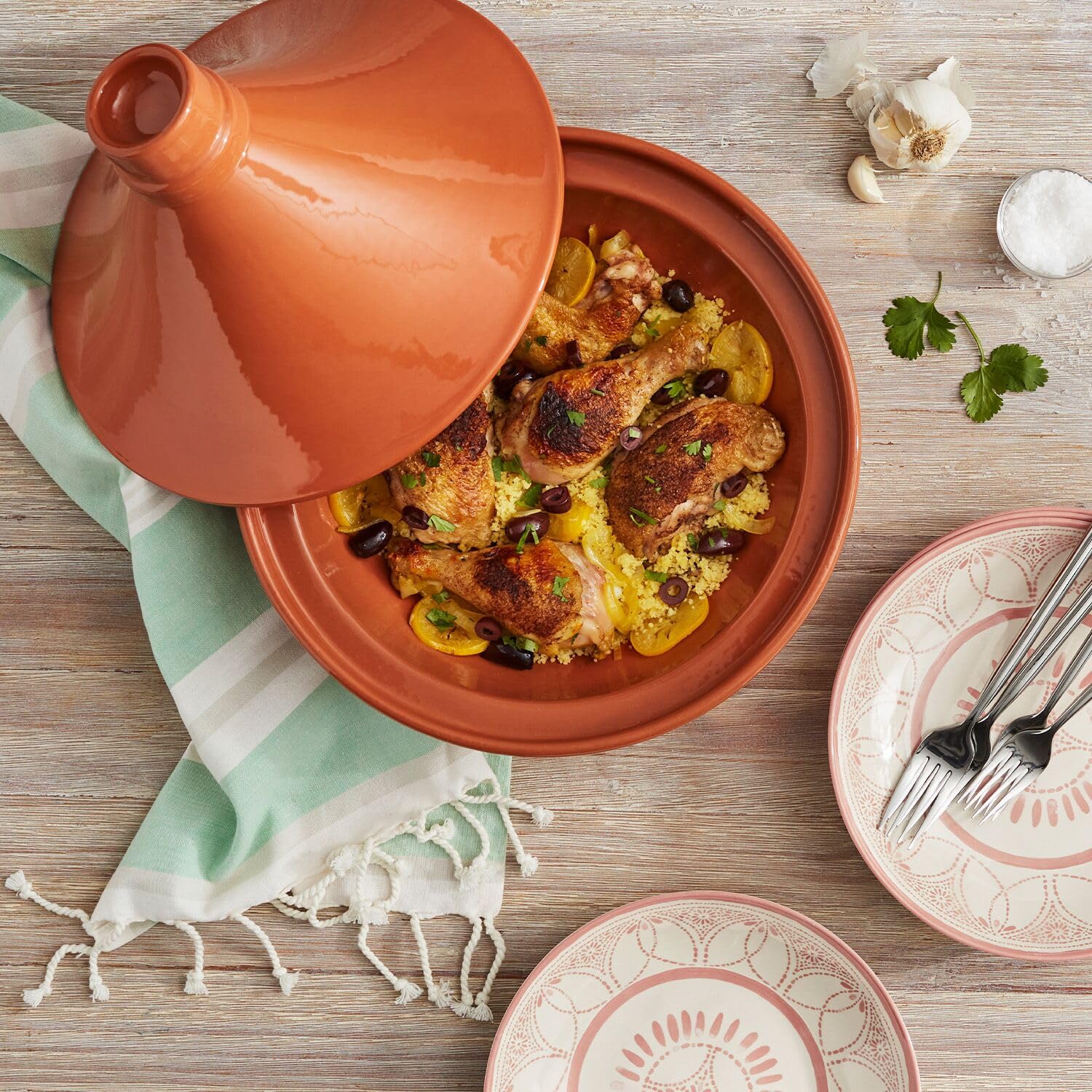 Sur La Table 8.5" Glazed Moroccan Terra Cotta Ceramic Tagine Pot