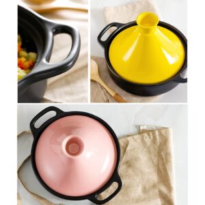 AIZYR Tagine Moroccan Ceramic Cooker Pot, Nonstick Cooking Tagine w/Ceramic Lid Cookware Stew Pan for Different Cooking Styles,Pink,11inch