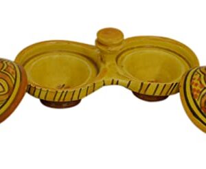 Treasures Of Morocco Moroccan Handmade Tagine Double Spicer Salt & pepper Holder Ceramic Yellow
