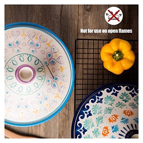 Hand Painted Tajine Cooking Pot With Lid Ceramic Tagine Pot Cooking Pot For Cooking And Stew Casserole Slow Cooker 22.5.30