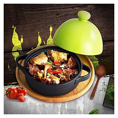 Trendy Casserole Pot Tagine Pot Heat Resistant Pottery Fire Casserole Pot Saucepan For Home Cooking And Stew 22.5.29 (Color : Green)