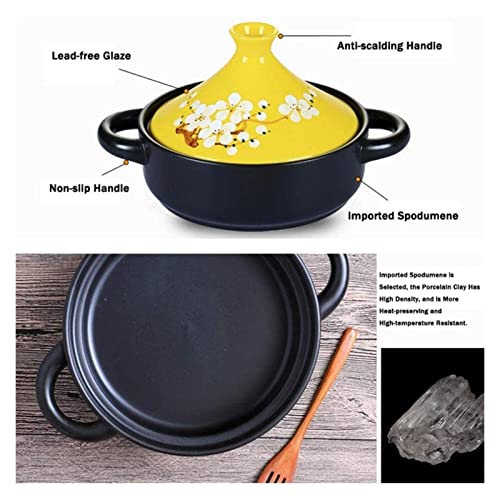 Easy To Clean Clay Ceramics Casseroles Flower Painted Moroccan Tagine PotSlow Cooker For Cooking Healthy Food 22.5.29