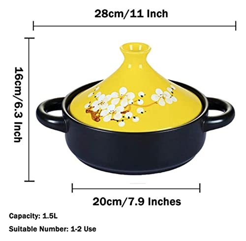 Easy To Clean Clay Ceramics Casseroles Flower Painted Moroccan Tagine PotSlow Cooker For Cooking Healthy Food 22.5.29