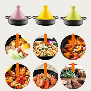 Hand Made Ceramic Tagine Pot Moroccan Tajine Cooking Cookware with Cone-Shaped Closed Lid for Home Kitchen Restaurant Stew Casserole Slow Cooker,Pink,Large