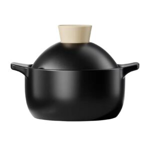 3.3l nonstick tagine pot moroccan ceramic tajine cooking coookware with lid for stew casserole slow cooker for 3-4 people use (black)