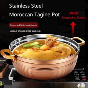 Moroccan Tagine Pot, 22cm Stainless Steel Tajine Stew Casserole Slow Cooker Tagine Cooking Cookware with Cone-Shaped Closed Lid for 1-2 People,Silver