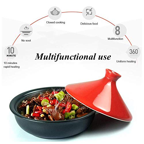 Moroccan tagine Pot Small tagine Bowl Round Ceramic Casserole Clay Pot with lid Heat-Resistant hot Pot earthen Pot