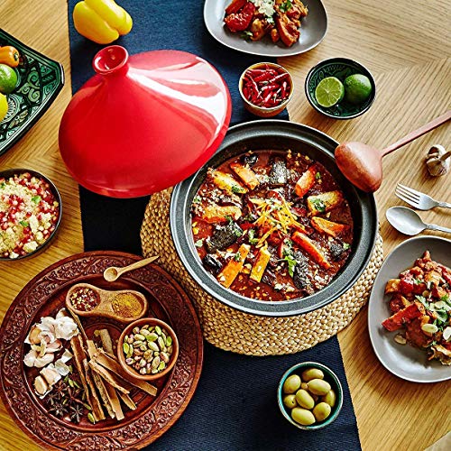 Moroccan tagine Pot Small tagine Bowl Round Ceramic Casserole Clay Pot with lid Heat-Resistant hot Pot earthen Pot