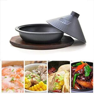 Tagine Cast Iron Cooker Pot with Anti-scalding Board, Tagine Clay Casserole Slow Cooker Non-Porous Cone Lid, for Different Cooking Styles and Temperature Settings Oven / 28cm