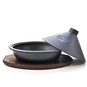 Tagine Cast Iron Cooker Pot with Anti-scalding Board, Tagine Clay Casserole Slow Cooker Non-Porous Cone Lid, for Different Cooking Styles and Temperature Settings Oven / 24CM